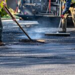 Residential,Street,Repaving,Project,,Workers,In,Safety,Clothes,Smoothing,Fresh