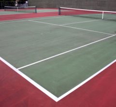 Various,Angles,Of,Green,Tennis,Courts,With,White,Stripes,And